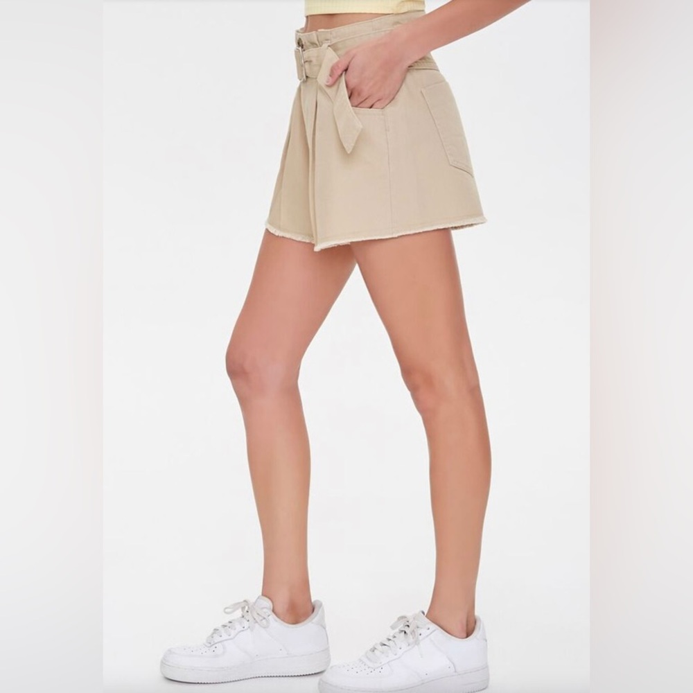 Forever 21 Belted Woven Khaki Shorts